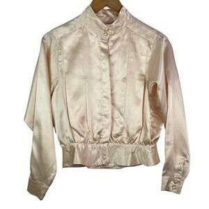 Vintage Cream Blouse with Cropped Style and Elegant Sheen